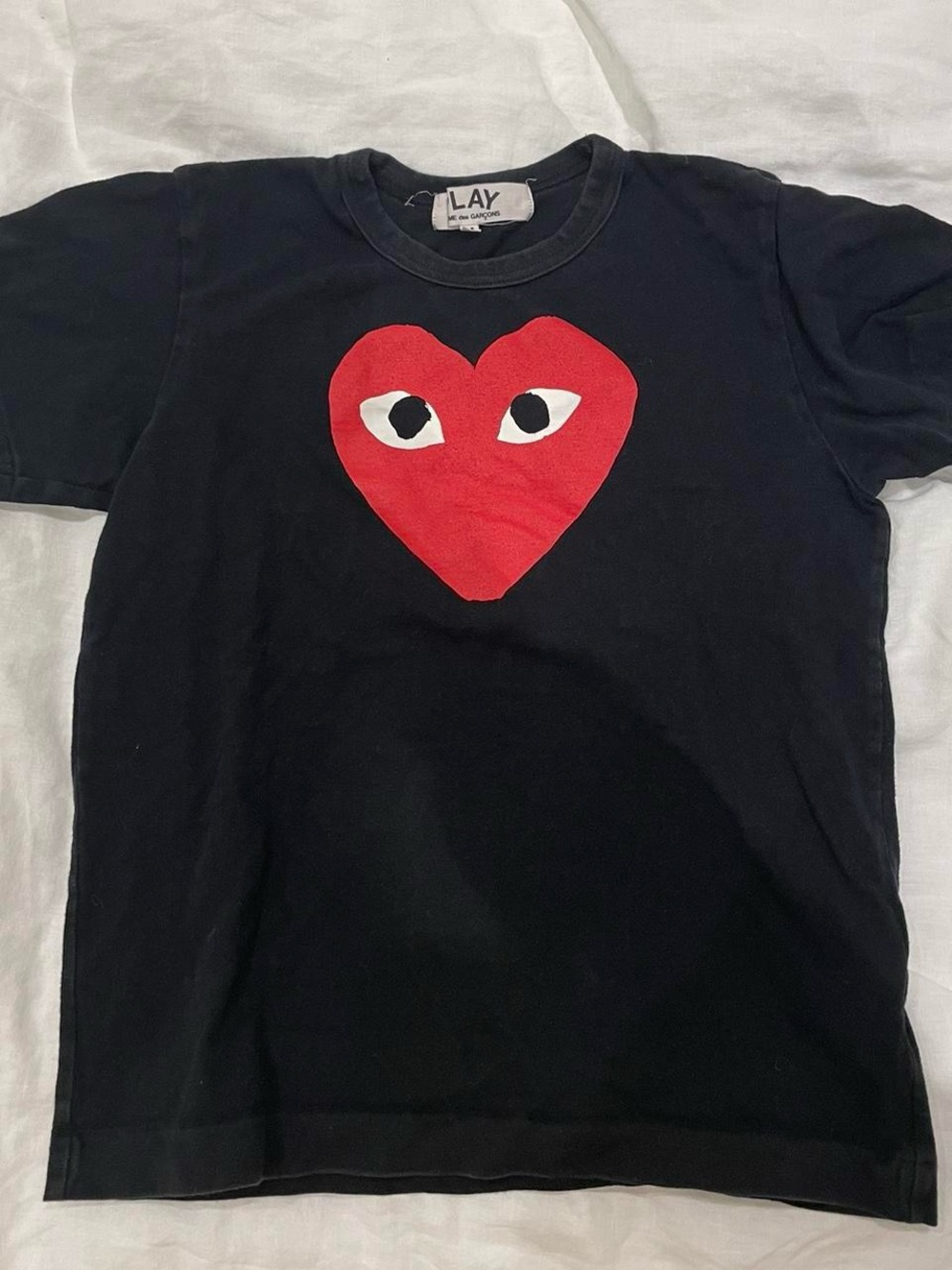 Comme des Garcons PLAY Black Tee with Red Heart Logo